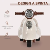 HOMCOM Moto per Bambini 12-36 mesi, Triciclo Senza Pedali con Luci e Suoni Realistici, Beige e Marrone, 66x33x 47.7cm(m-6)