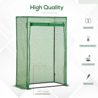 Outsunny 100 x 50 x 150cm Tomato Greenhouse Steel Frame PE Cover with Roll-up Door Outdoor for Backyard, Balcony, Garden, Green(m-4)