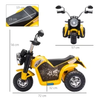 HOMCOM 6V Kids Electric Motorbike 3 Wheels Ride On Toy with Horn Headlights Realistic Sounds for Girl Boy 18 - 36 Months Yellow(m-3)