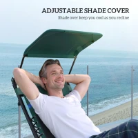Outsunny Zero Gravity Lounger Chair Set of 2, Folding Reclining Patio Chair with Shade Cover, Padded Seat, Cup Holder, Soft Cushion and Headrest for Poolside, Camping, Green(m-6)