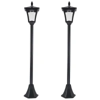 Outsunny 2 Pieces Outdoor Garden Solar Post Lamp Sensor Dimmable LED Lantern Bollard Pathway 1.6M Tall – Black(m-11)