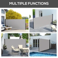 Outsunny Retractable Side Awning, Outdoor Privacy Screen for Garden, Hot Tub, Balcony, Terrace, Pool, 400 x 180cm, Light Grey(m-7)