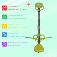 HOMCOM Balançoire à bascule trébuchet rotative 360° pour enfants 3-7 ans en métal et PE - dim. 180L x 65l x 53H cm vert(m-4)