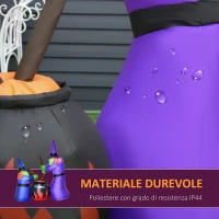 HOMCOM Addobbo Halloween Gonfiabile con Streghe e Calderone, 3 Luci LED Interne e Gonfiatore Integrato, 170x60x180cm(m-6)