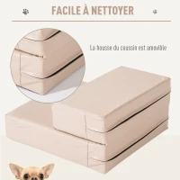 PawHut Escalier coussin 2 en 1 pour chien animaux déhoussable revêtement revêtement synthétique beige(m-5)