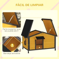 PawHut Caseta para Perros Exterior con Techo Asfáltico Abatible Ventanas y Base Extraíble 97x72x65 cm Madera Natural(m-5)