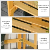 Outsunny Table de rempotage pliable - table de jardinage avec étagère plateau acier galvanisé avec rebord - table de plantation bois sapin pré-huilé(m-6)