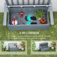 Outsunny Two-Seater Garden Storage Bench - Grey(m-4)