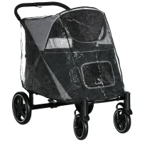 PawHut 4 Wheel Pet Stroller with Rain Cover for Medium and Large Dogs - Black(m-1)