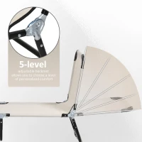 Outsunny Garden Sun Lounger, with Five-Position Back - Cream White(m-4)