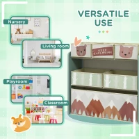 ZONEKIZ Kids Storage Unit, Toy Storage Organiser, with Six Fabric Bins, for Bedrooms, Playrooms, Nurseries - Green(m-6)