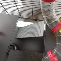 PawHut Gerbil Cage Dwarf Hamster Cage, with Deep Glass Bottom, Tunnels, Hut, Exercise Wheel, 60 x 40 x 57cm(m-9)