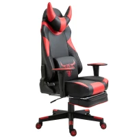 Vinsetto High-Back Gaming Chair Swivel Home Office Computer Racing Gamer Desk Chair Faux Leather with Footrest, Wheels, Black Red(m-11)