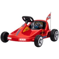 AIYAPLAY 6V Electric Go Kart for Kids with Music, Light, Horn, for 3-5 Years, Red(m-11)