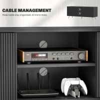 HOMCOM Modern TV Stand Cabinet for TVs up to 55", TV Unit with 2 Open Shelves and 2 Cabinets, Entertainment Centre with Cable Management for Living Room, Black(m-6)