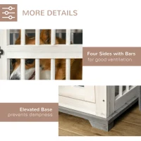 PawHut Wooden Dog Crate Furniture Pet Kennel Cage End Table for Small Medium Dogs, Indoor, White, 85.5 x 59.5 x 68 cm(m-6)