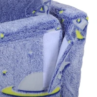 AIYAPLAY 2 in 1 Kids Kids Folding Bed Armchair with Glow in The Dark Cosmic Design, Washable Cushion and Cover, Blue(m-8)