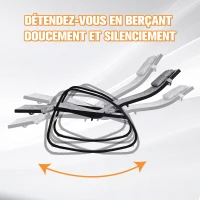 Outsunny Fauteuil à Bascule Dossier inclinable réglable Chaise Longue Pliable dim. 64L x 94l x 108H cm métal époxy Noir textilène Gris chiné(m-7)