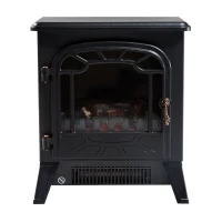 HOMCOM Calentador de Chimenea con Efecto de Llama Termostato y Protección contra Sobrecalentamiento 36x25,5x41,5cm Negro(m-8)