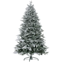 HOMCOM Albero di Natale Innevato 182.88cm con 2531 Rami Alto e Stretto con Base Pieghevole, Verde(m-10)