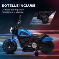 HOMCOM Moto Elettrica per Bambini 18-36 Mesi in PP e Metallo con Rotelle e Fanale, 76x42x57 cm, Blu e Nero(m-5)