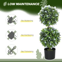 HOMCOM Set of 2 Decorative Artificial Plants Ball Trees with Lavender Flowers in Pot Fake Plants for Home Indoor Outdoor Decor, 70cm, Blue(m-5)