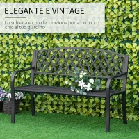 Outsunny Panchina da Esterno 2 Posti con Braccioli in Acciaio e Ghisa, 128x58.5x89cm, Nero(m-4)