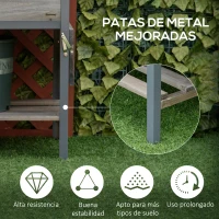 Outsunny Huerto Urbano Elevado de Madera 140x46x75,5 cm Mesa de Cultivo de Jardín con 2 Baldas Laterales Estante Inferior y 2 Orificios de Drenaje para Plantas Flores Gris(m-4)