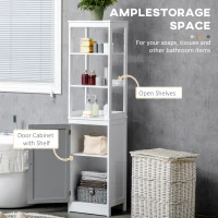 kleankin Tall Bathroom Cabinet Free Standing Slimline Cupboard Tallboy Unit Storage Organiser for Bathroom, Living Room, Kitchen(m-4)