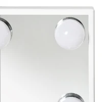 HOMCOM Miroir Maquillage Hollywood Lumineux LED Tactile - 3 Modes éclairage, inclinable, Adaptateur - métal Blanc Verre(m-7)