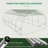 Outsunny Invernadero de Túnel 6x3x2 m Invernadero de Jardín con Puerta Enrollable 12 Ventanas Cubierta de PE 140 g/m² y Metal Galvanizado para Cultivos Plantas Verduras Blanco(m-7)