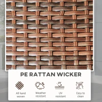 Outsunny Foldable PE Rattan Outdoor Coffee Table, Metal Frame Wicker Round Side Table, Coffee Table Side Table for Lawn, Garden, Mixed Brown(m-5)