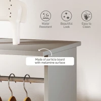 HOMCOM Open Wardrobe Double Mobile Storage Shelves Organizer W/6 Wheels-Grey(m-4)