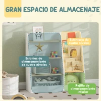 AIYAPLAY Estantería para Libros Infantil de 4 Niveles Estantería Infantil con 4 Estantes y Compartimentos Blanco(m-4)