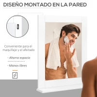 Kleankin Espejo de Baño Espejo de Pared Moderno con Estante de Almacenaje y Marco de Madera 50x11,5x60 cm Blanco(m-5)