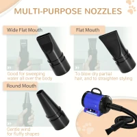 PawHut Soffiatore per Cani e Gatti Asciugatrice per Animali Domestici 2400W Temperatura Intensità Aria Regolabile, Nero(m-5)