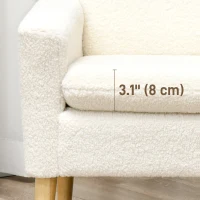 HOMCOM Armchair, Upholstered Accent Chair with Wood Legs and Wide Padded Seat, Teddy Occasional Chair, Cream White(m-7)