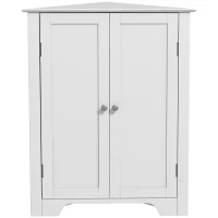 kleankin Triangle Bathroom Cabinet, Corner Bathroom Storage Unit with Adjustable Shelf and Recessed Door, Free Standing, White(m-11)