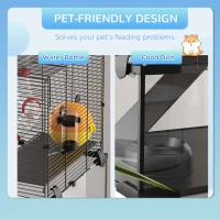 PawHut Gerbil Cage Dwarf Hamster Cage, with Deep Glass Bottom, Tunnels, Hut, Exercise Wheel, 60 x 40 x 57cm(m-7)