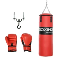 SPORTNOW Sac de frappe suspendu adulte poing 20kg avec chaîne en Acier à 4 Points et mousquetons, gants inclus(m-1)