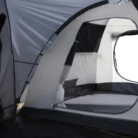 Outsunny 4-5 Man Outdoor Tunnel Tent, Two Room Camping Tent with Portable Mat, Sewn-In Floor, Carry Bag, 4 Doors and Breathable Mesh Windows, 2000mm Water Column for Fishing, Festival, Hiking(m-9)