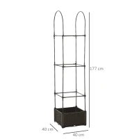 Outsunny Jardinière avec Treillis dim. 40L x 40l x 177H cm Insert d'irrigation Inclus PP Imitation rotin tressé Chocolat(m-3)