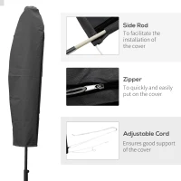 Outsunny Parasol Cover, Patio Cantilever Cover, Banana Umbrella Protector with Rod, Zipper for Outdoor Garden, Patio, Dark Grey(m-5)