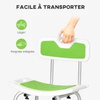 HOMCOM Tabouret de douche pour personnes âgées et handicapées hauteur réglable patins antidérapants support de pomme de douche(m-8)