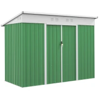 Outsunny 7.6 x 4.3ft Garden Storage Shed with Lockable Sliding Doors and Ventilation, Metal Garden Tool Storage House, Green(m-1)