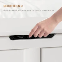 HOMCOM Baúl de Almacenaje para Dormitorio 100 L Puff de Almacenaje con Tapa Bisagra de Seguridad 80x40x45 cm Blanco(m-6)