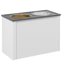 PawHut Gamelle surélevée pour chiens avec 2 bols en acier inoxydable amovible coffre de rangement, dim. 60L x 30l x 42H cm(m-10)