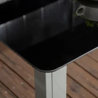 Outsunny 7 Piece Garden Dining Set, Outdoor Table and 6  Folding and Reclining Chairs, Aluminium Frame, Tempered Glass Top Table, Texteline Seats, Black(m-9)