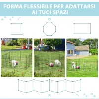 PawHut Recinto per Cani da Esterno, Box Gabbia per Cani Gatti Cuccioli Roditori Recinzione Rete 8 Pezzi 61 x 61cm Nero(m-7)