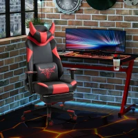 Vinsetto High-Back Gaming Chair Swivel Home Office Computer Racing Gamer Desk Chair Faux Leather with Footrest, Wheels, Black Red(m-2)